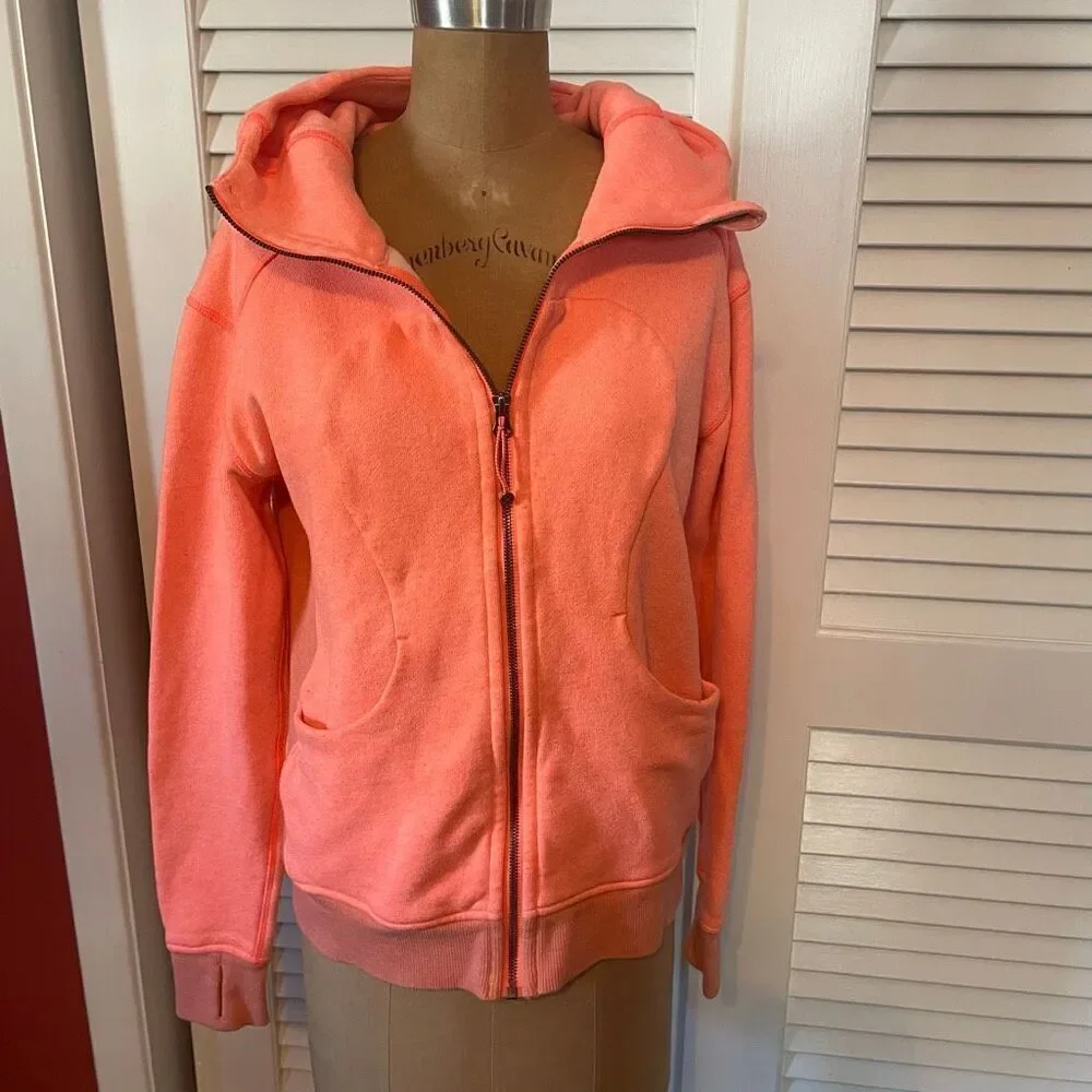 LULULEMON | bright coral scuba hoodie size 8
